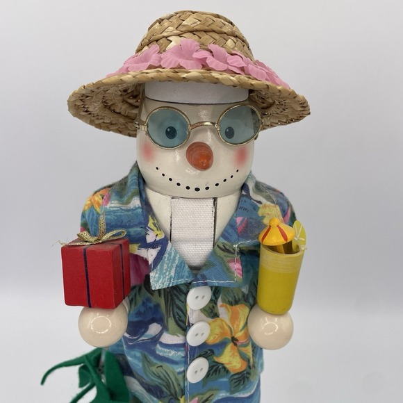 Nutcracker Snowman Beach Bum- Hawaiian Shirt, Hat, Present, Drink, Sunglasses - Picture 5 of 10